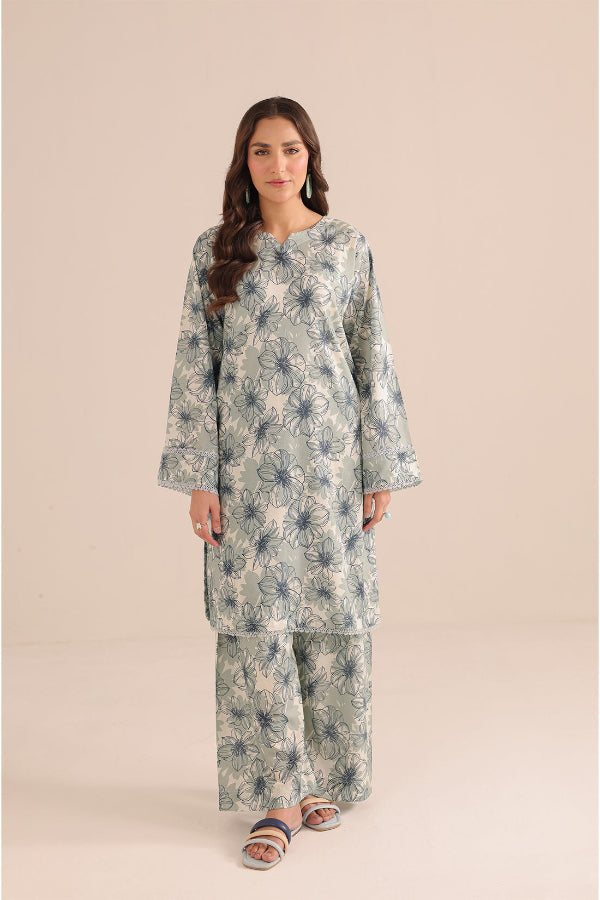 2 Piece  Stitched Printed Cotton Lawn Suit - Ready to Wear