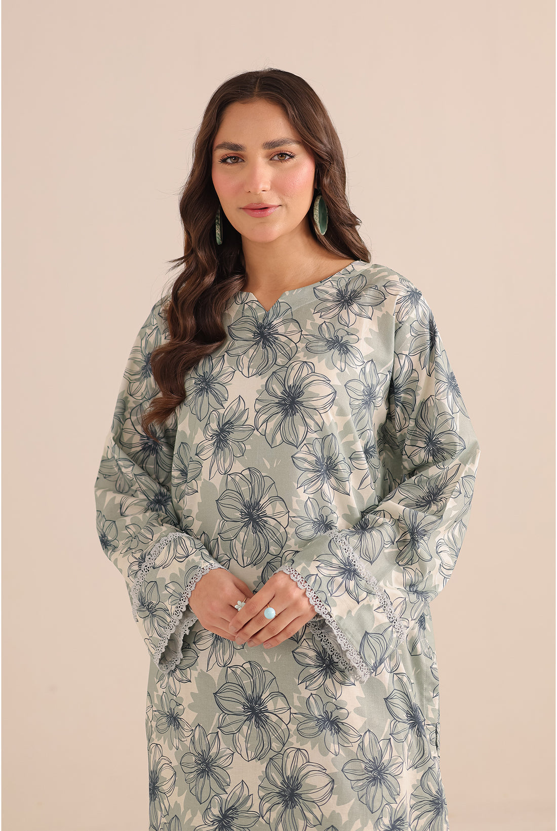 2 Piece  Stitched Printed Cotton Lawn Suit - Ready to Wear