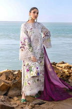 3 Piece Embroidery Snow-White & Magenta - Ready To Wear Suit