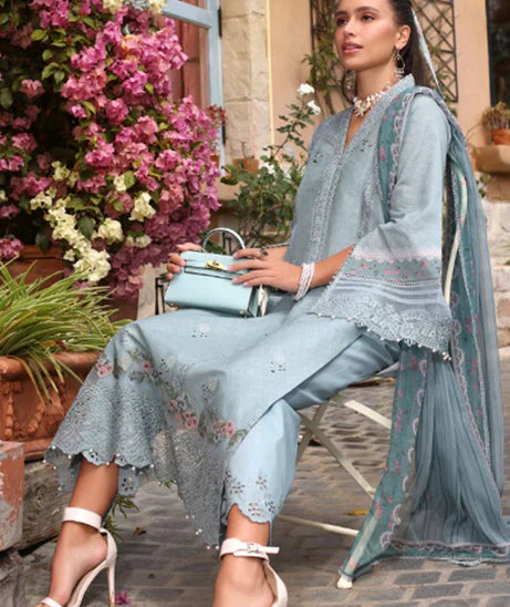 3 Piece Stitched Embroidery Lawn Dress - Ready to Wear