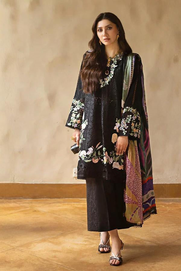 3 Piece Stitched Chikankari Embroidery Suit - Ready To Wear