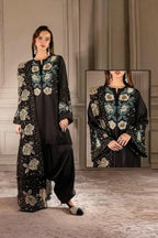 3 Piece Stitched Embroidery Raw Silk Dress - Ready To Wear