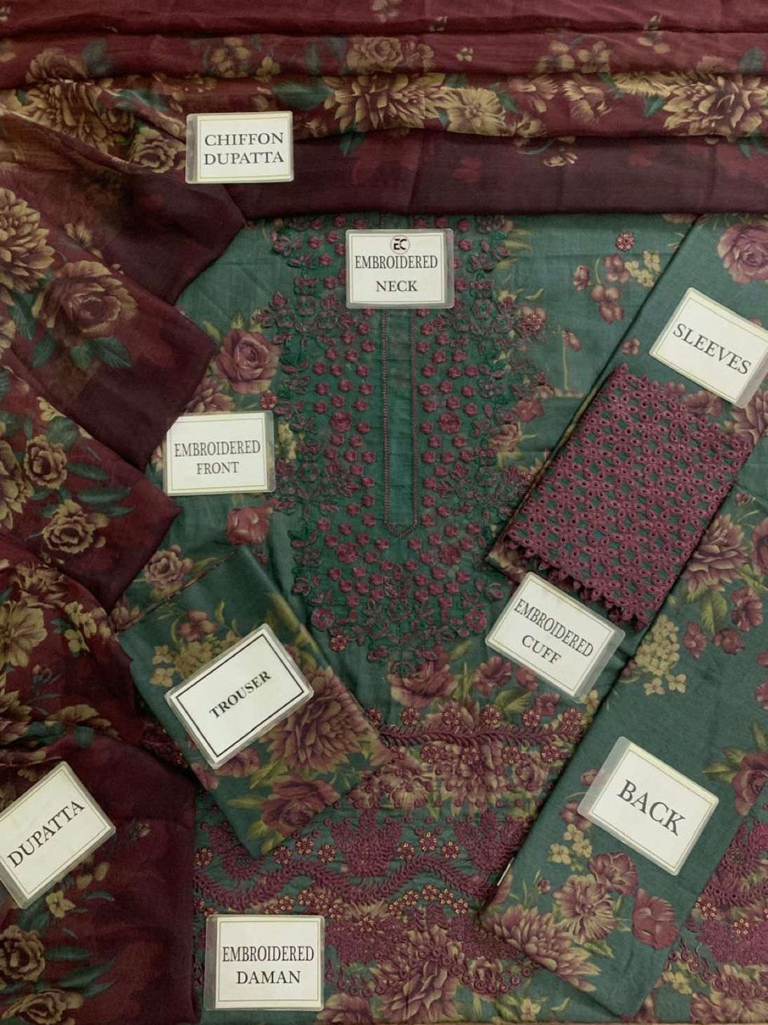 3 Piece Printed Lawn Embroidery Dress - Ready To Wear