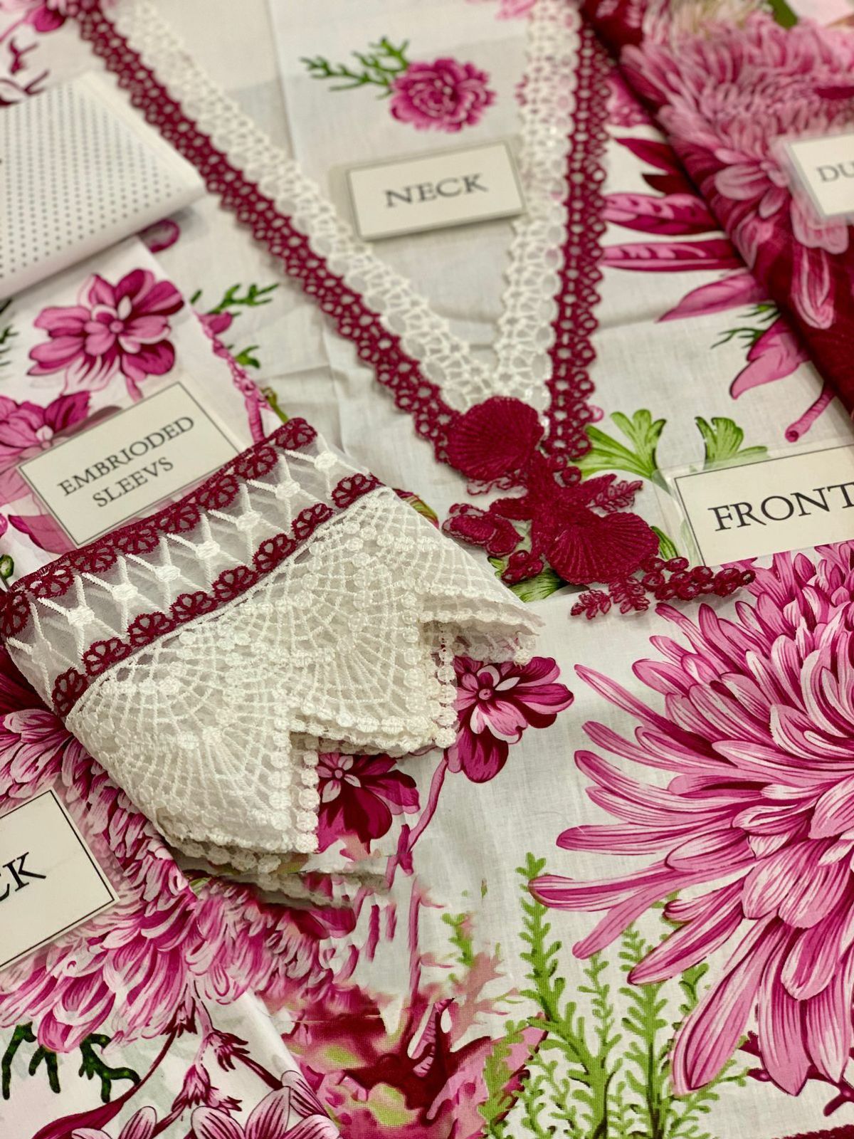 3 Piece Stitched Lawn Embroidery Dress - Ready to Wear