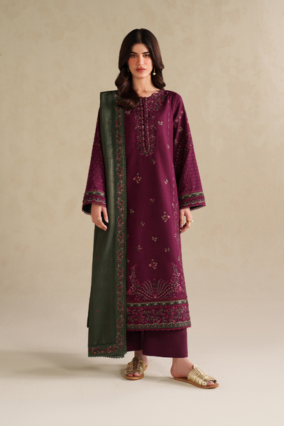 3 Piece Stitched Dhank  suit -  Ready  to  Wear