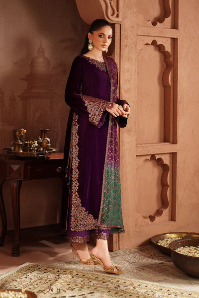 Luxury Embroidered Velvet Wedding Suit - Plum