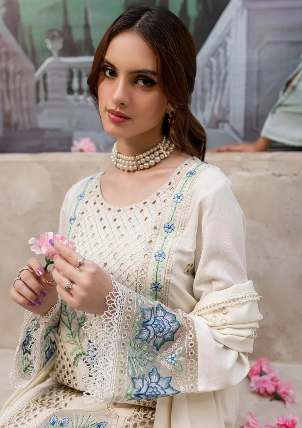 3 Piece Stitched Chikankari Dress - Ready To Wear