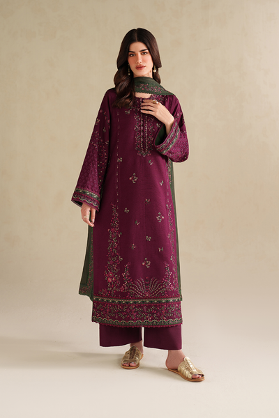 3 Piece Stitched Dhank  suit -  Ready  to  Wear