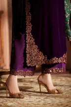 Luxury Embroidered Velvet Wedding Suit - Plum