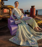 03 Piece Shade V Panel Fully Heavy Embroidered suit