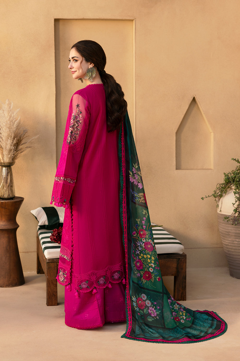 3 Piece  Stitched  Chicken Kari Lawn suit - Ready to Wear