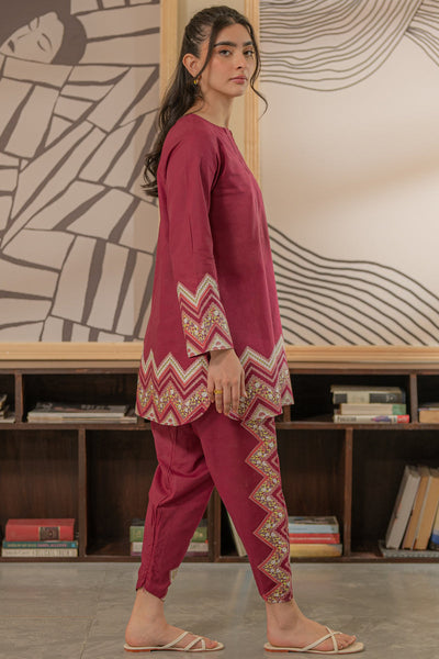 2-Piece Stitched Screen-Printed Suit  -  Ready  to Wear