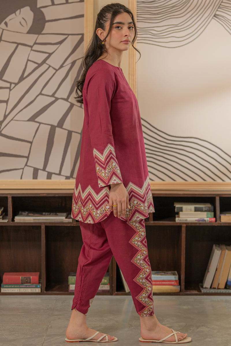 2-Piece Stitched Screen-Printed Suit  -  Ready  to Wear