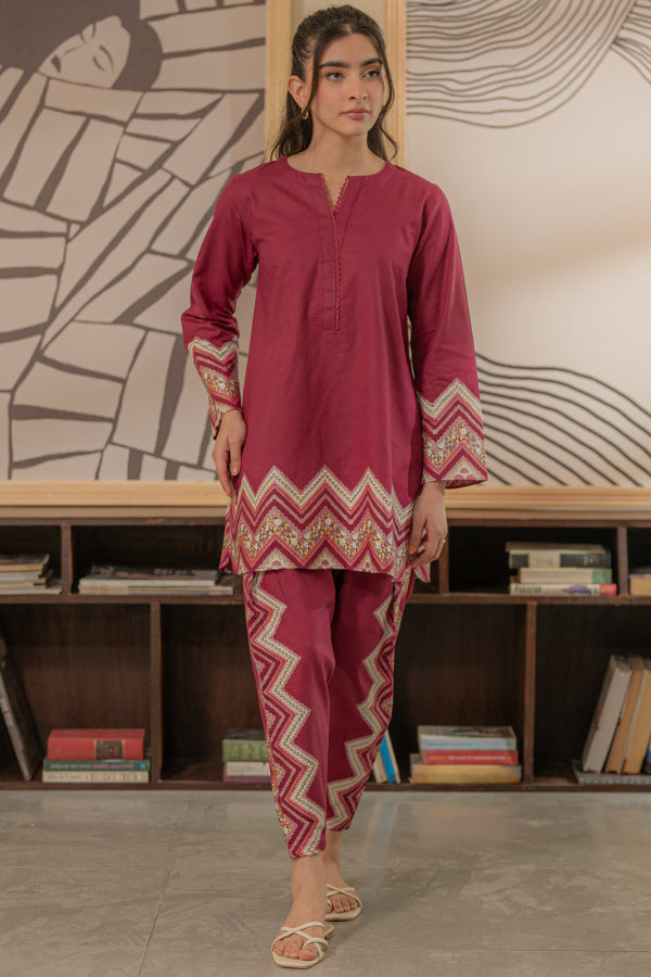 2-Piece Stitched Screen-Printed Suit  -  Ready  to Wear