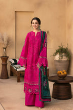 3 Piece  Stitched  Chicken Kari Lawn suit - Ready to Wear