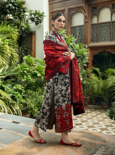 3 Piece Stitched Lawn & Chiffon Ready To Wear Dress