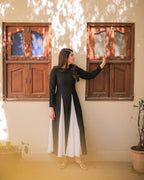 2 Piece Stitched Long Dress White & Black