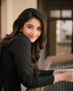 2 Piece Stitched Long Dress White & Black