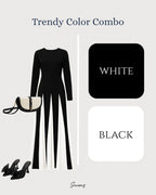 2 Piece Stitched Long Dress White & Black