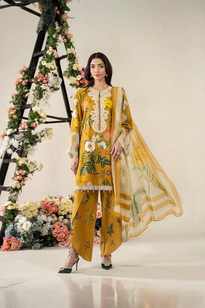 3 Piece Stitched Lawn Suit - Ready To Wear