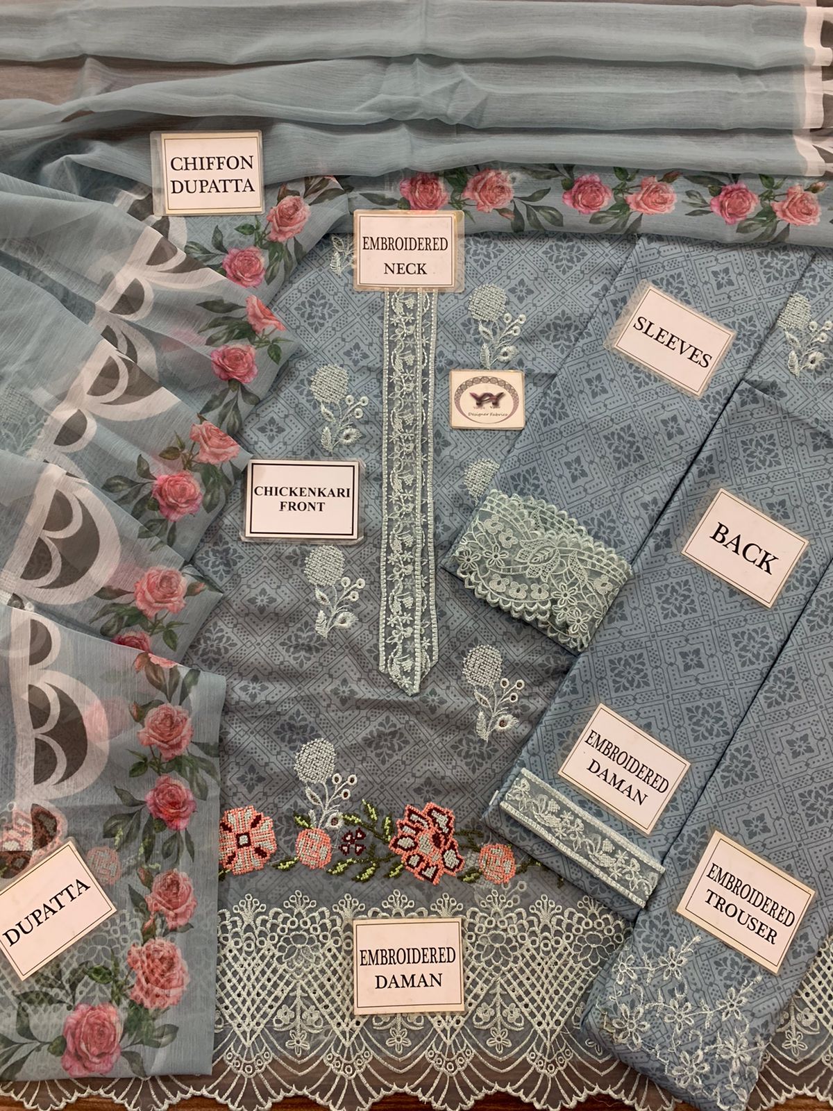 3 Piece Stitched Embroidery Lawn Dress - Ready to Wear