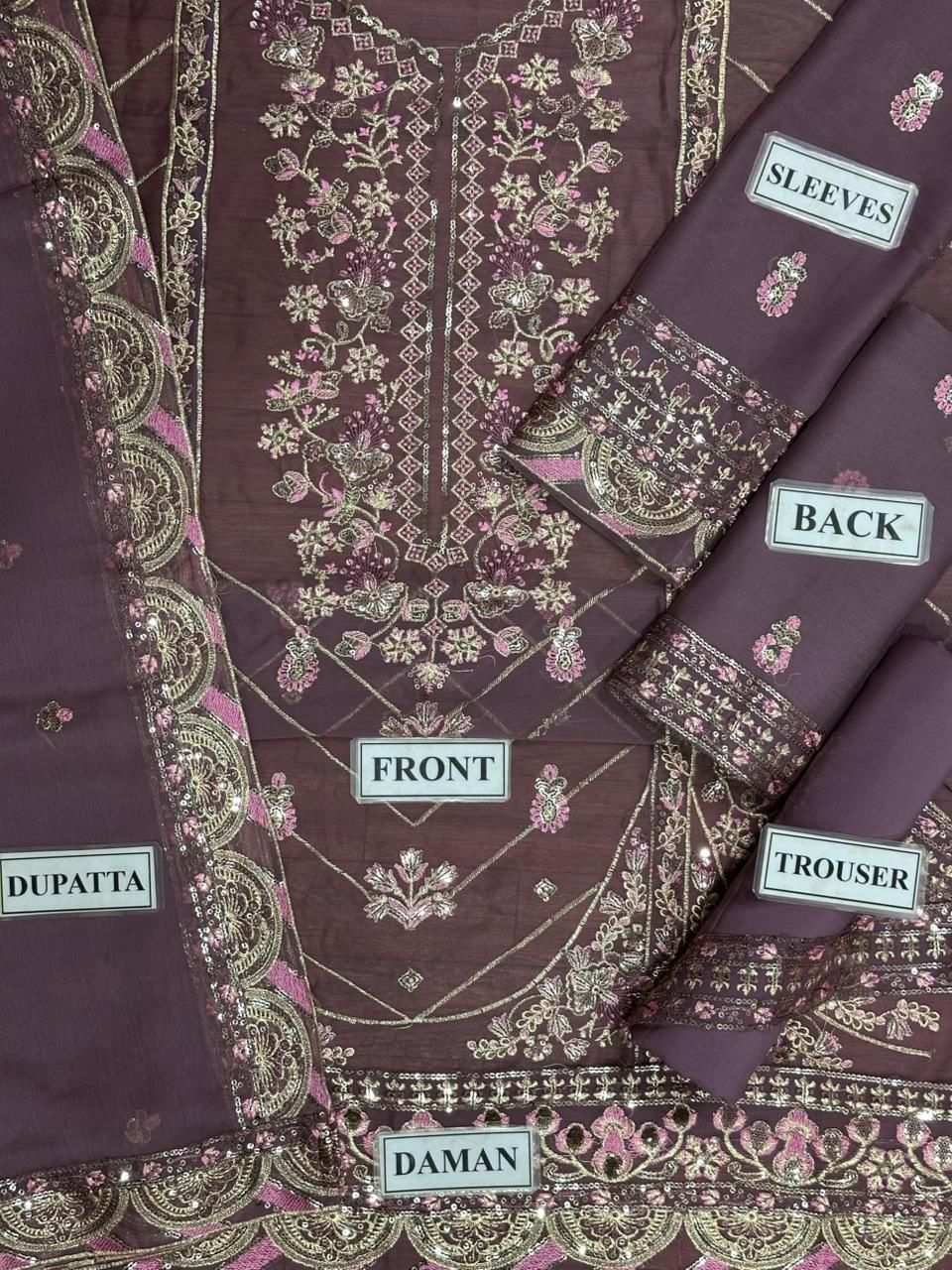 3 Piece Chiffon Stitched Suit - Ready to Wear