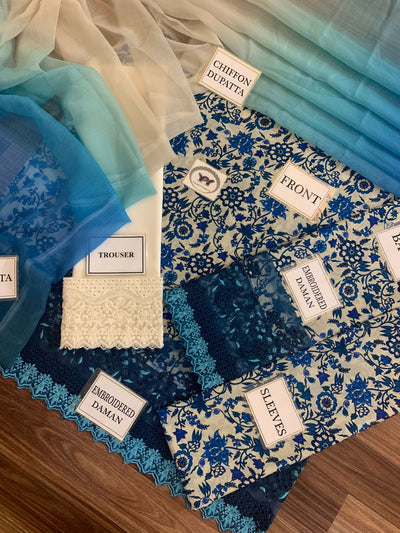 3 Piece Stitched Lawn Suit - Read To Wear