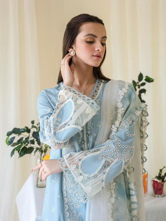 3 Piece Stitched Lawn Suit - Ready To Wear