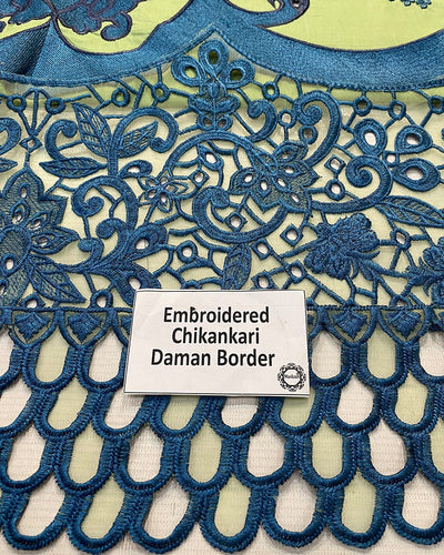 3 Piece Stitched Chikankari Embroidery Dress - Ready To Wear
