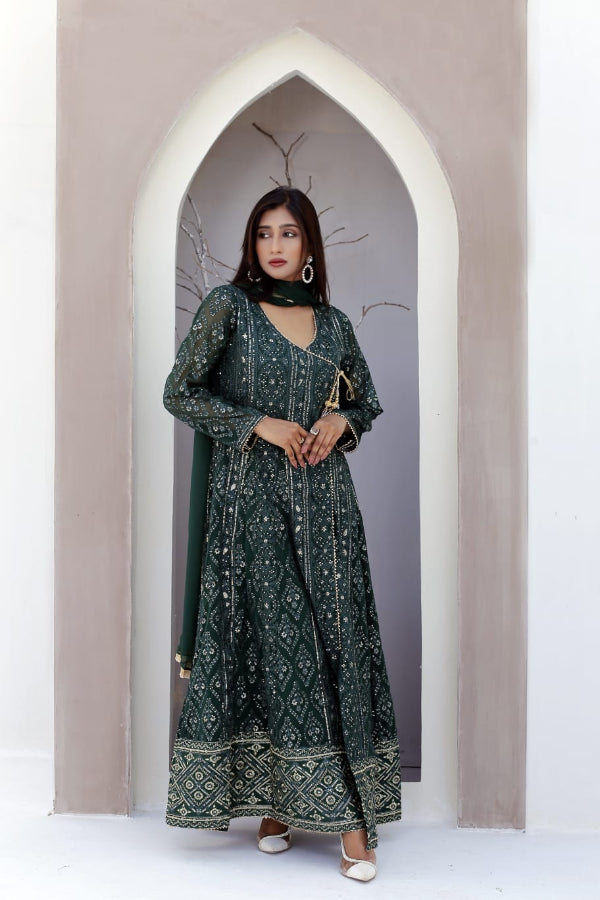 3 Piece Stitched Chiffon Maxi - Ready To Wear