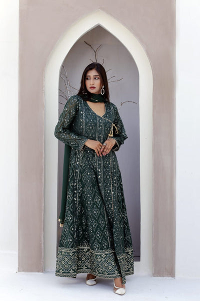 3 Piece Stitched Chiffon Maxi - Ready To Wear