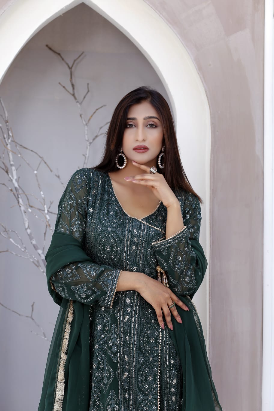 3 Piece Stitched Chiffon Maxi - Ready To Wear