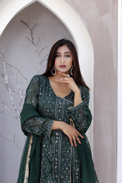 3 Piece Stitched Chiffon Maxi - Ready To Wear