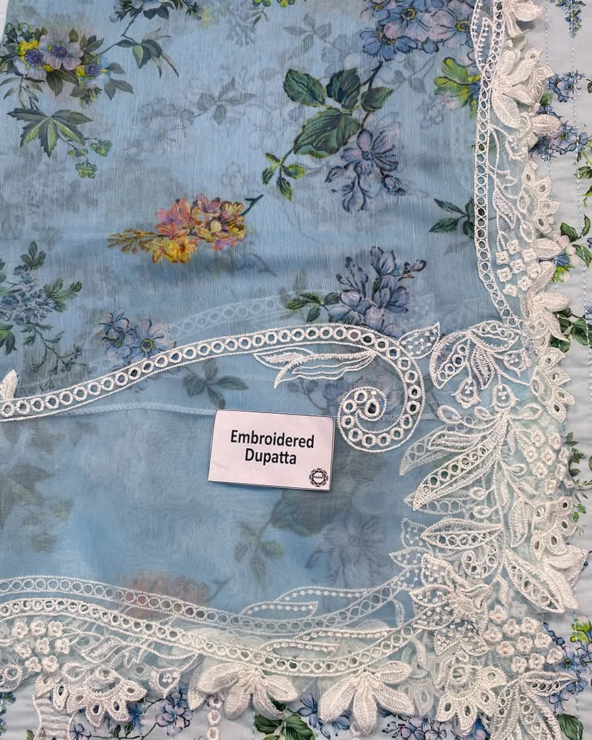 3 Piece Stitched Chikankari Embroidery Dress - Ready To Wear