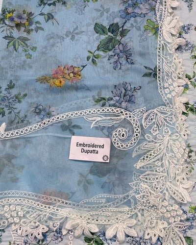 3 Piece Stitched Chikankari Embroidery Dress - Ready To Wear