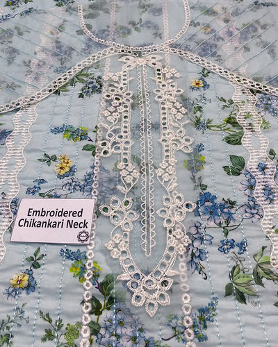 3 Piece Stitched Chikankari Embroidery Dress - Ready To Wear