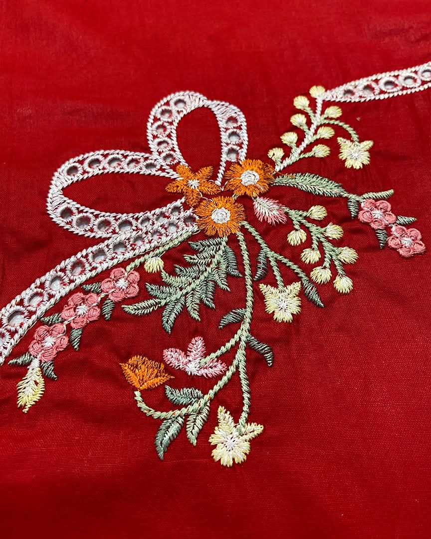 3 Piece Embroidery Chikankari Stitched Suit - Ready To Wear