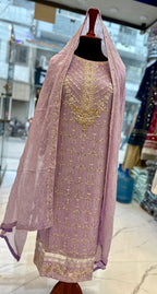 3 Piece Stitched Chiffon Embroidery Dress - Ready To Wear