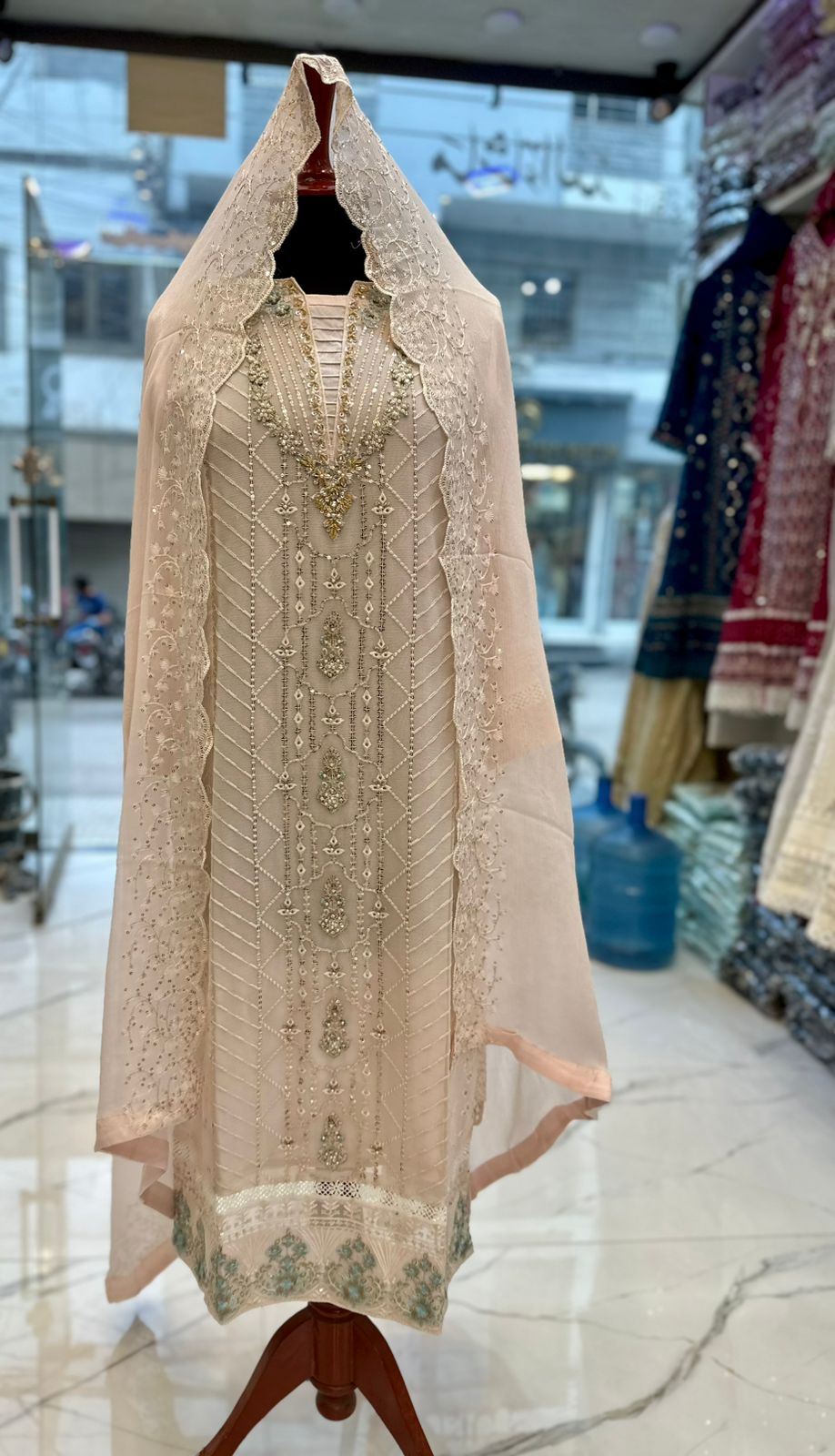 3 Piece Stitched Chiffon Embroidery Dress - Ready To Wear