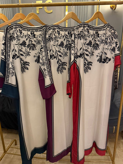 3 Piece Stitched Kaftan in Silk Fabric - Ready To Wear