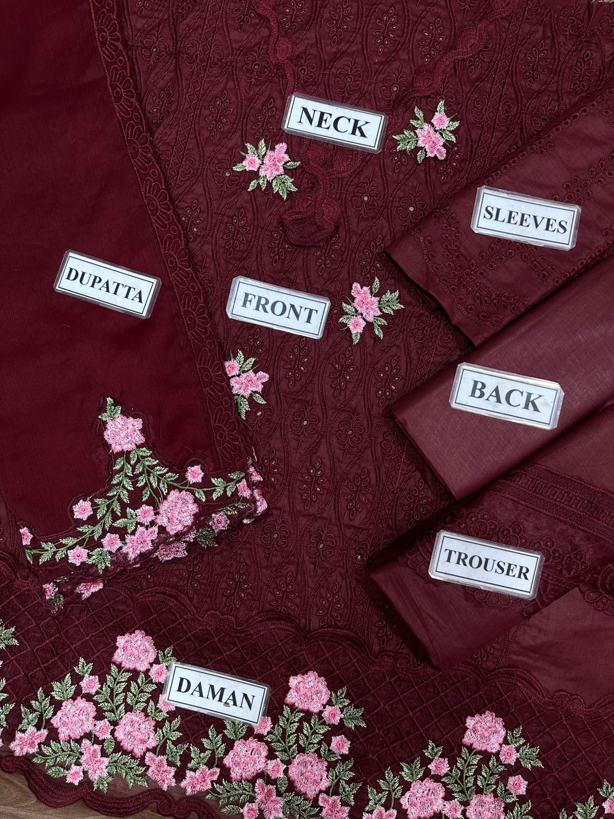 3 Piece Stitched Chikankari Suit - Ready To Wear