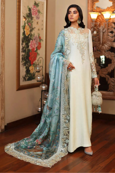 3 Piece Stitched Embroidery Silk Suit - Ready To Wear