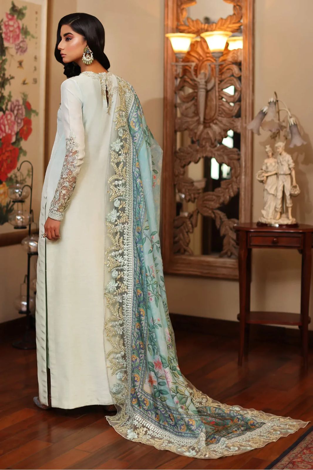 3 Piece Stitched Embroidery Silk Suit - Ready To Wear