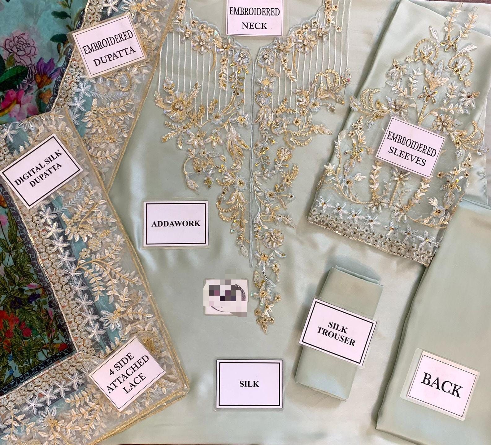 3 Piece Stitched Embroidery Silk Suit - Ready To Wear