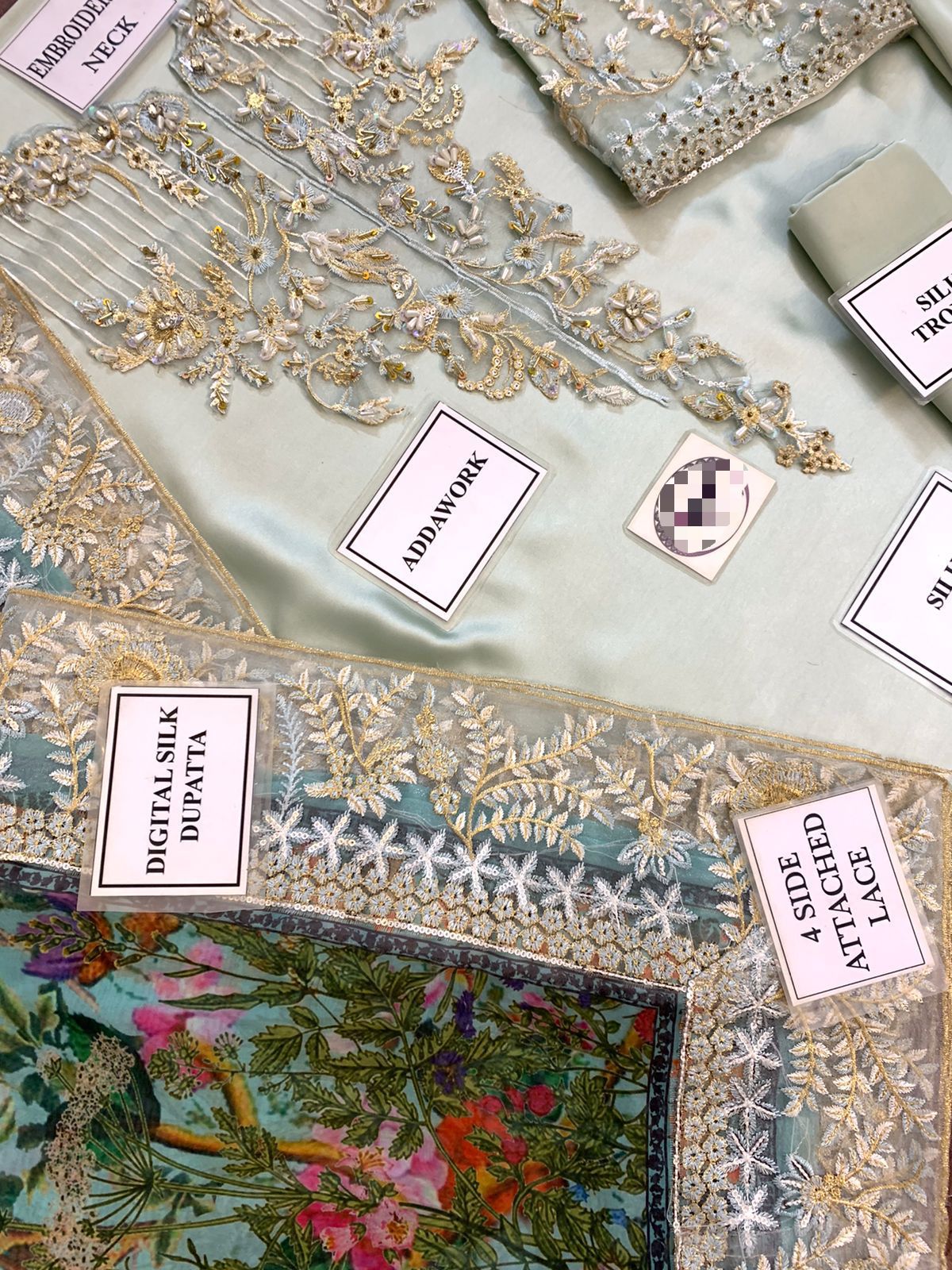 3 Piece Stitched Embroidery Silk Suit - Ready To Wear