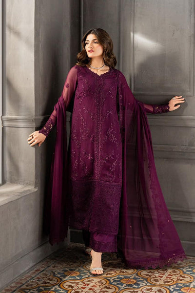 3 Piece Stitched Embroidery Chiffon Dress - Ready To Wear