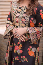 3 Piece Stitched Embroidery Silk Suit - Ready To Wear