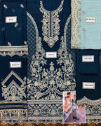 3 Piece Stitched Chiffon Embroidery Dress - Ready To Wear