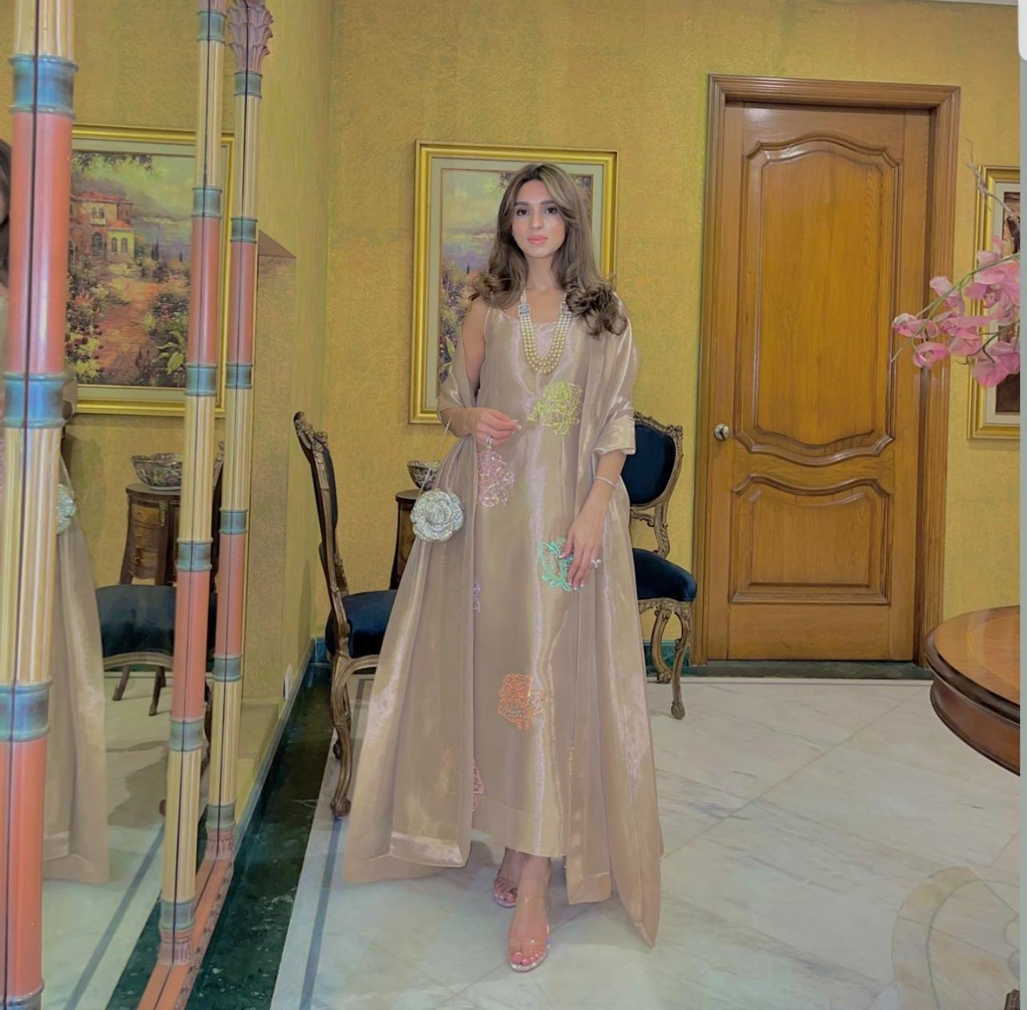 3 Piece Stitched Organza Dress - Ready To Wear