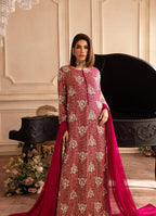 3 Piece Stitched Chiffon Dress - Ready To Wear